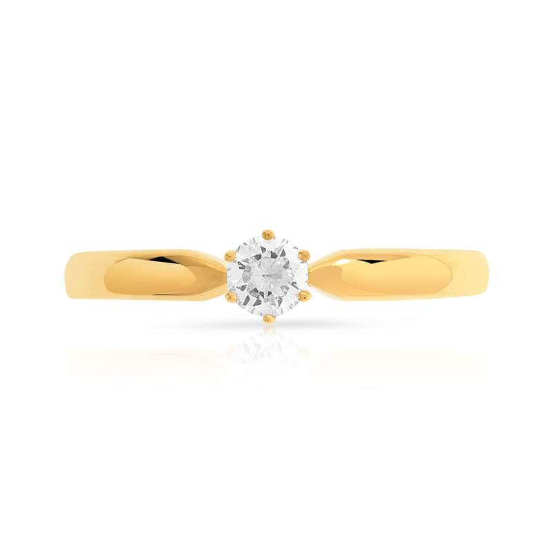 Bague solitaire or 750 diamant synthétique 0.15 carat - vue 3