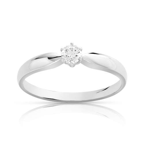 Bague Solitaire or 750 blanc diamant 0.15 ct