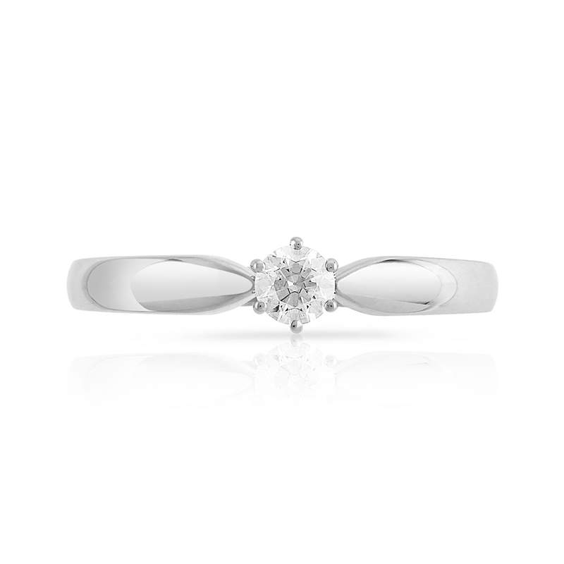 Bague Solitaire or 750 blanc diamant 0.15 ct - vue 3