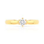 Bague solitaire or 750 diamant synthétique 0.20 carat - vue 3