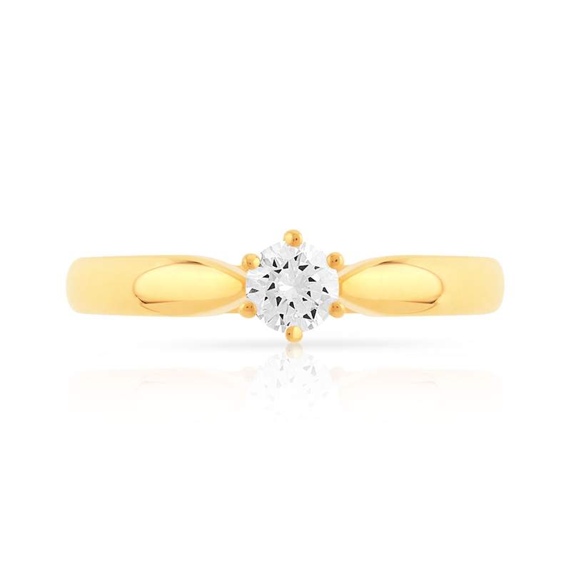 Bague solitaire or 750 diamant synthétique 0.20 carat - vue 3