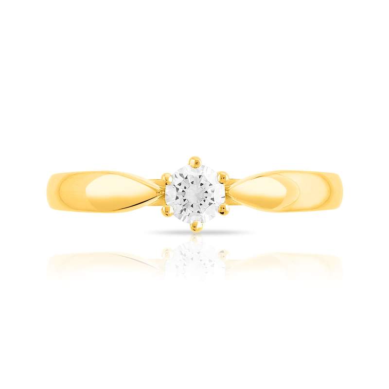 Bague solitaire or 750 diamant synthétique 0.25 carat - vue 3