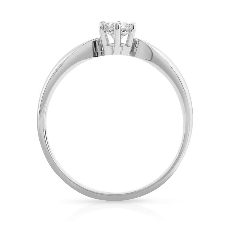 Solitaire or 750 blanc diamant synthétique 0,25 carat - vue 2