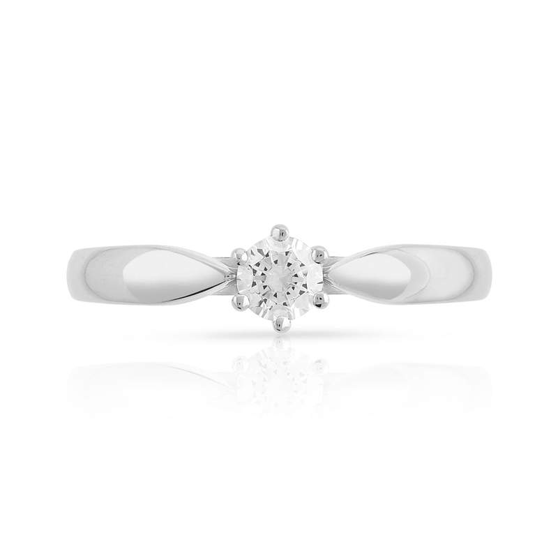 Solitaire or 750 blanc diamant synthétique 0,25 carat - vue 3