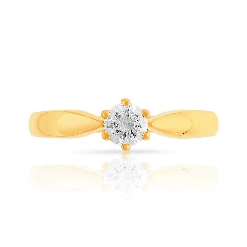 Bague solitaire or 750 diamant synthétique 0.30 carat - vue 3