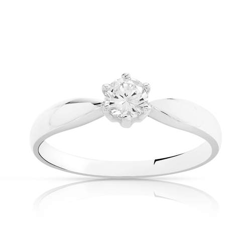 Solitaire or 750 blanc diamant synthétique 0,3 carat
