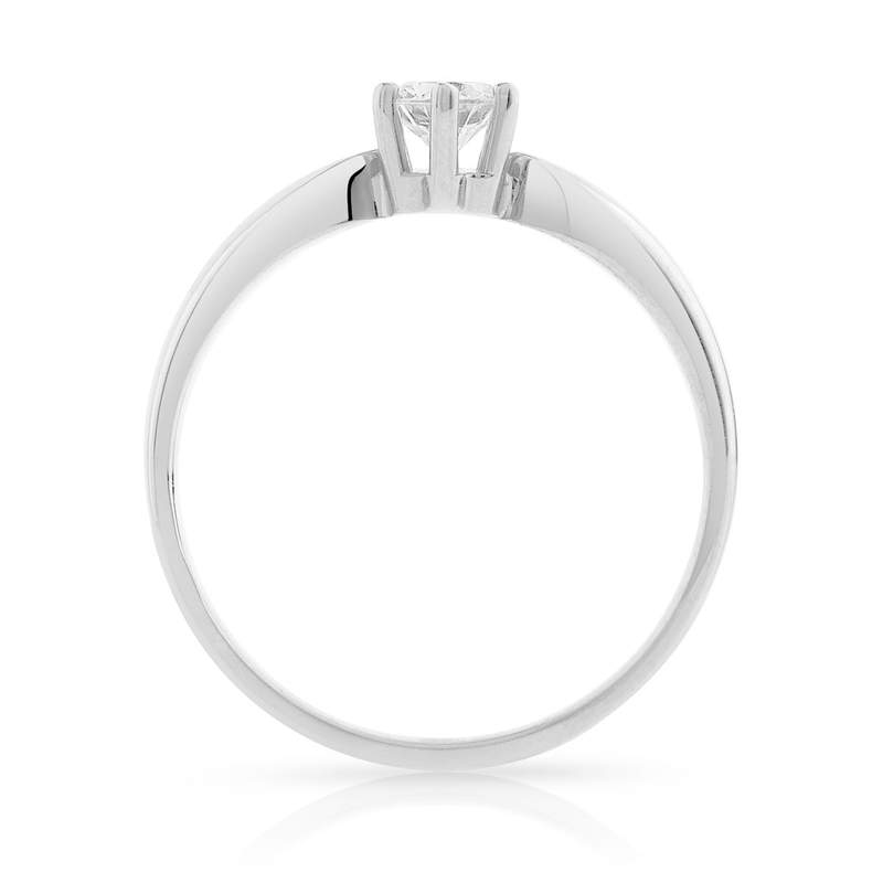 Solitaire or 750 blanc diamant synthétique 0,3 carat - vue 2