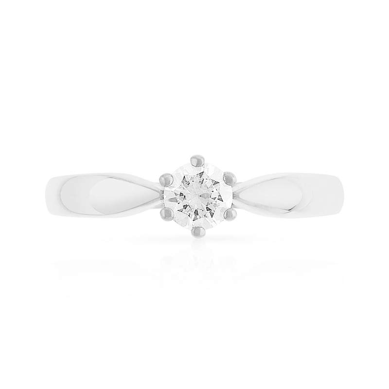 Solitaire or 750 blanc diamant synthétique 0,3 carat - vue 3