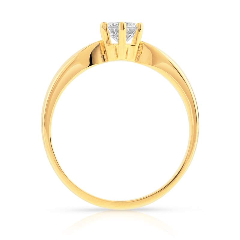 Bague solitaire or 750 diamant synthétique 0.40 carat - vue 2