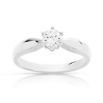 Solitaire-ring van 750 witgoud met synthetische diamant van 0,40 karaat - afbeelding 1