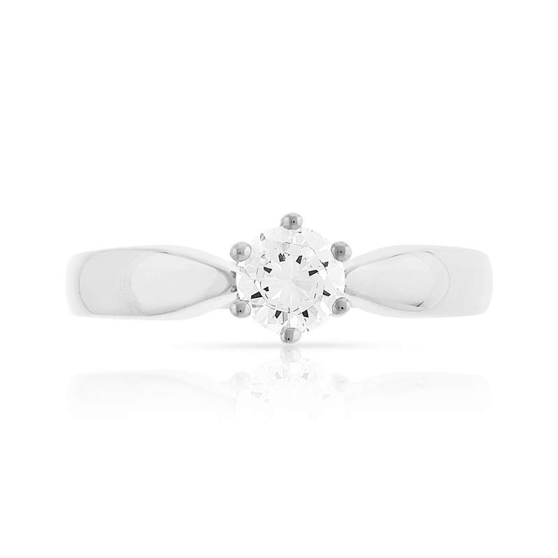 Bague Solitaire or 750 blanc diamant synthétique 0.40 carat - vue 3