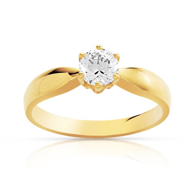 Bague solitaire or 750 diamant synthétique 0.50 carat