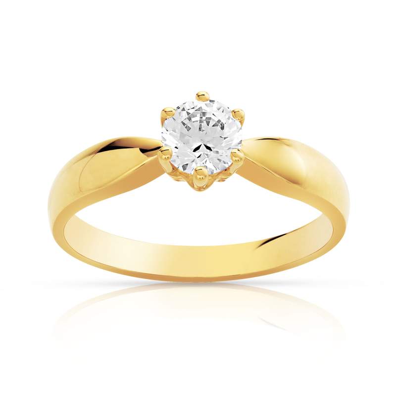 Solitaire ring van 750 goud met een synthetische diamant van 0,50 karaat - afbeelding 1