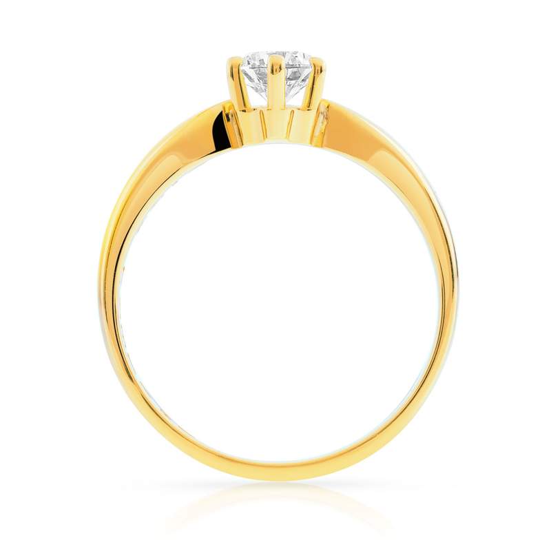 Solitaire gouden ring 750 synthetische diamant 0,50 karaat - bekijk 2