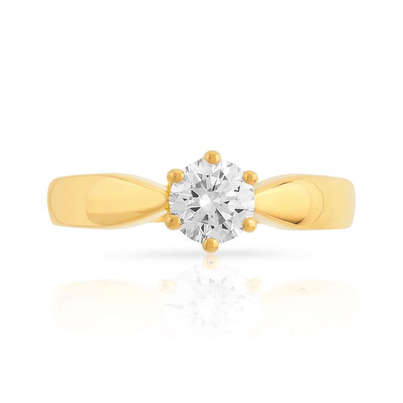Solitaire gouden ring 750 synthetische diamant 0,50 karaat - bekijk 3