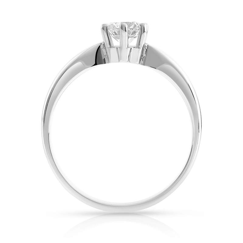 Solitaire or 750 blanc diamant synthétique 0,5 carat - vue 2