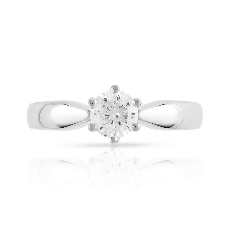 Solitaire or 750 blanc diamant synthétique 0,5 carat - vue 3