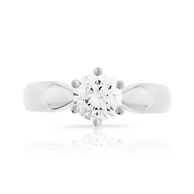 Bague Solitaire or 750 blanc diamant 0.70 ct - vue 3