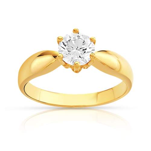 Bague solitaire or 750 diamant synthétique 0.80 carat