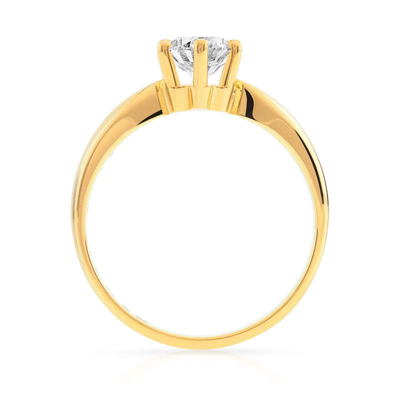 Bague solitaire or 750 diamant synthétique 0.80 carat - vue 2