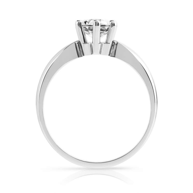 Bague Solitaire or 750 blanc diamant synthétique 0.80 carat - vue 2