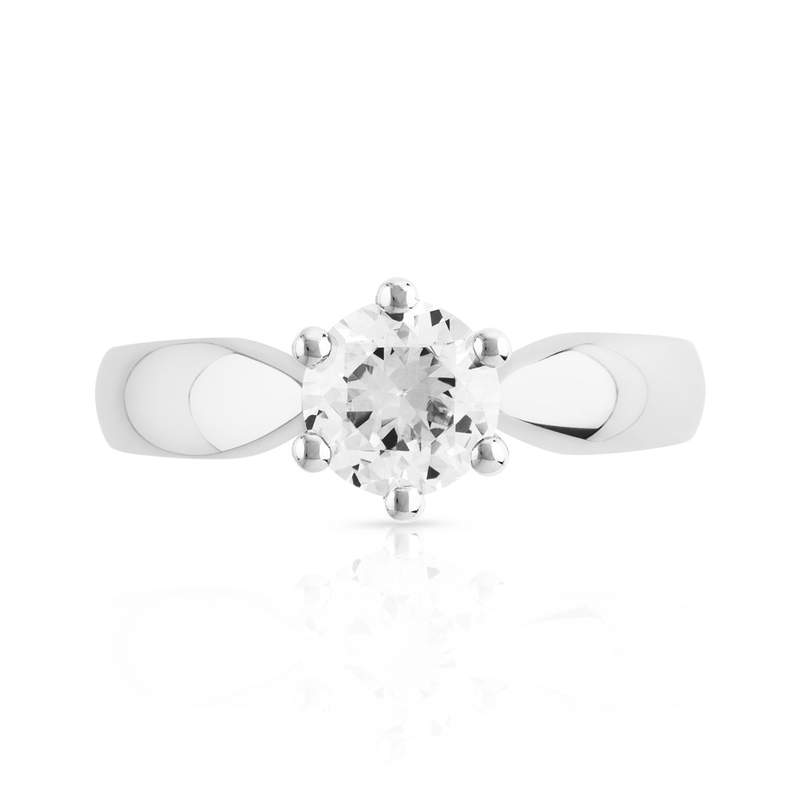 Bague Solitaire or 750 blanc diamant synthétique 0.80 carat - vue 3