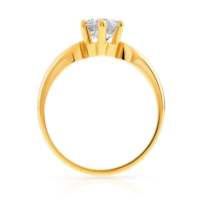 Solitaire or 750 jaune diamant synthétique 1 carat - vue 2