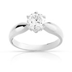Solitaire or 750 blanc diamant synthétique 1 carat - vue 1