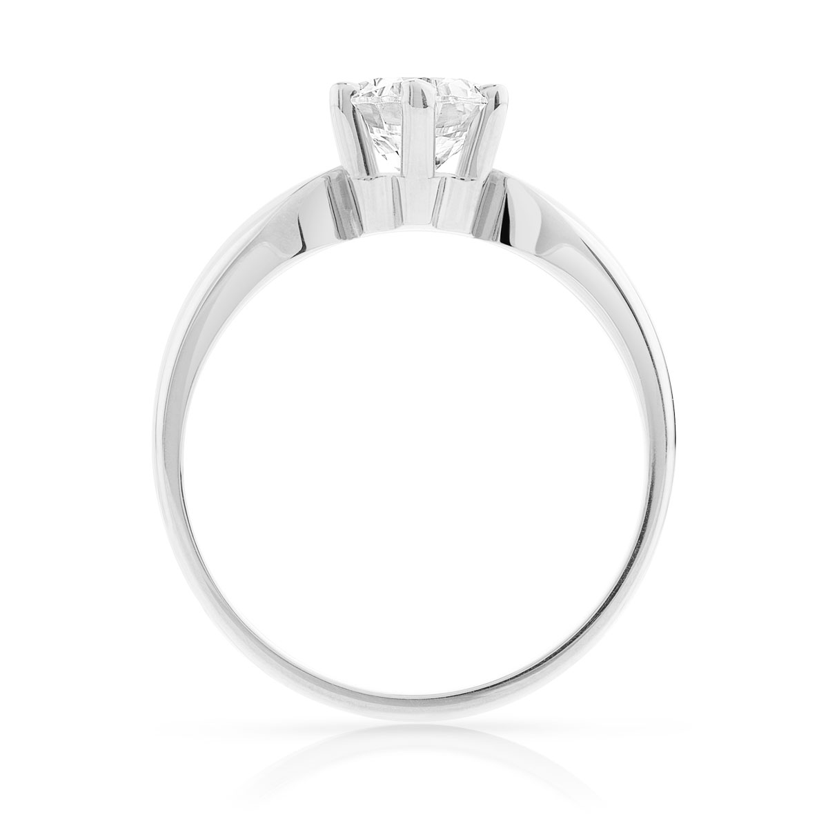 Solitaire or 750 blanc diamant synthétique 1 carat - vue 2
