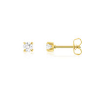 Boucles d'oreilles or 750 jaune diamants synthétiques 0.20 carat