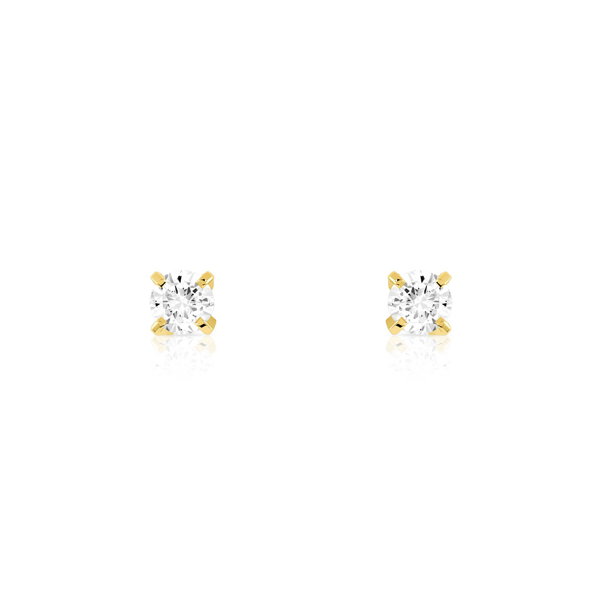Boucles d'oreilles or 750 jaune diamants synthétiques 0.20 carat - vue D1