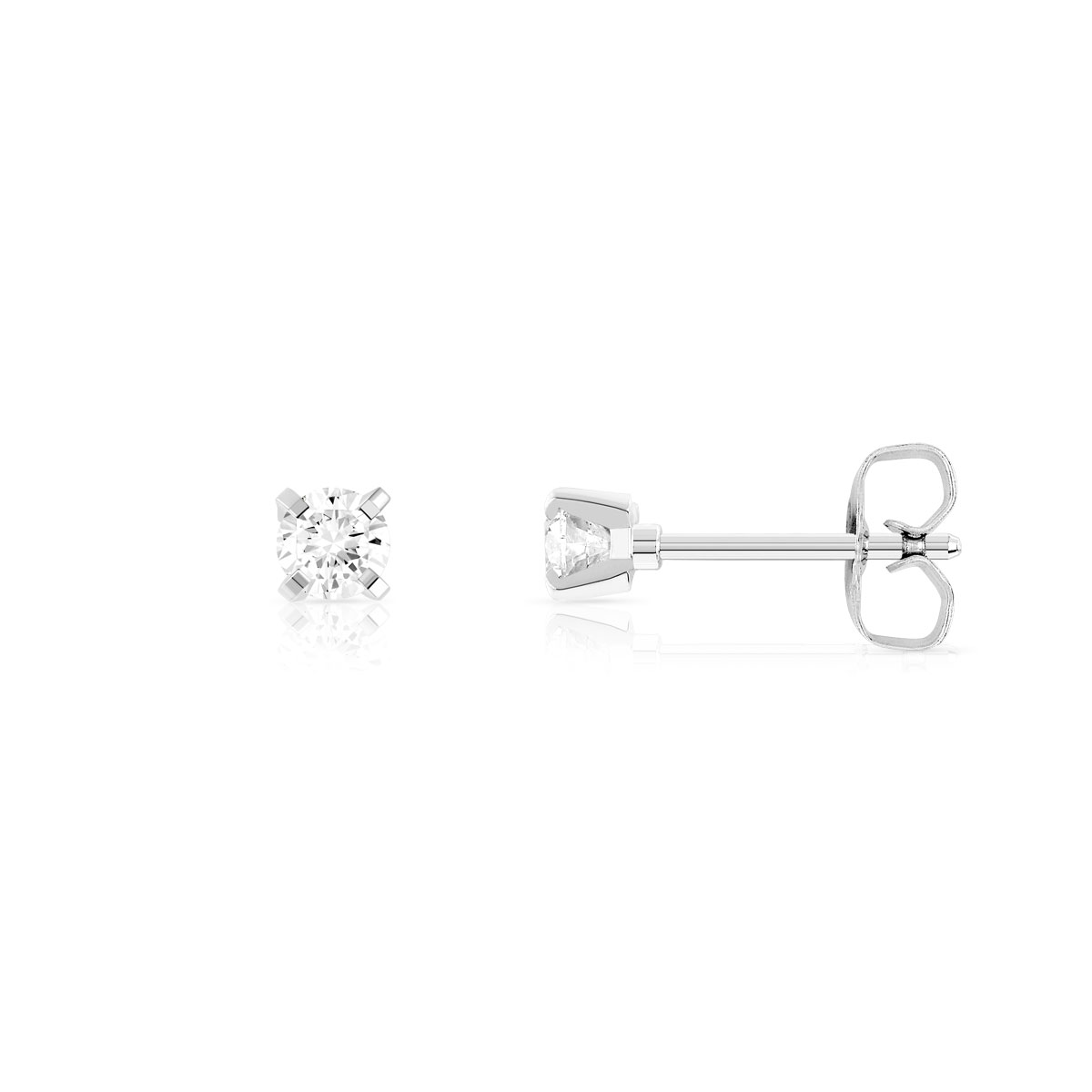 Boucles d'oreilles or 750 blanc diamants syntétiques 0.20 caratt