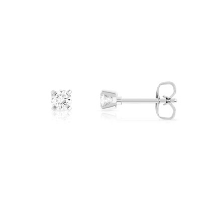 Boucles d'oreilles or 750 blanc diamants syntétiques 0.20 caratt