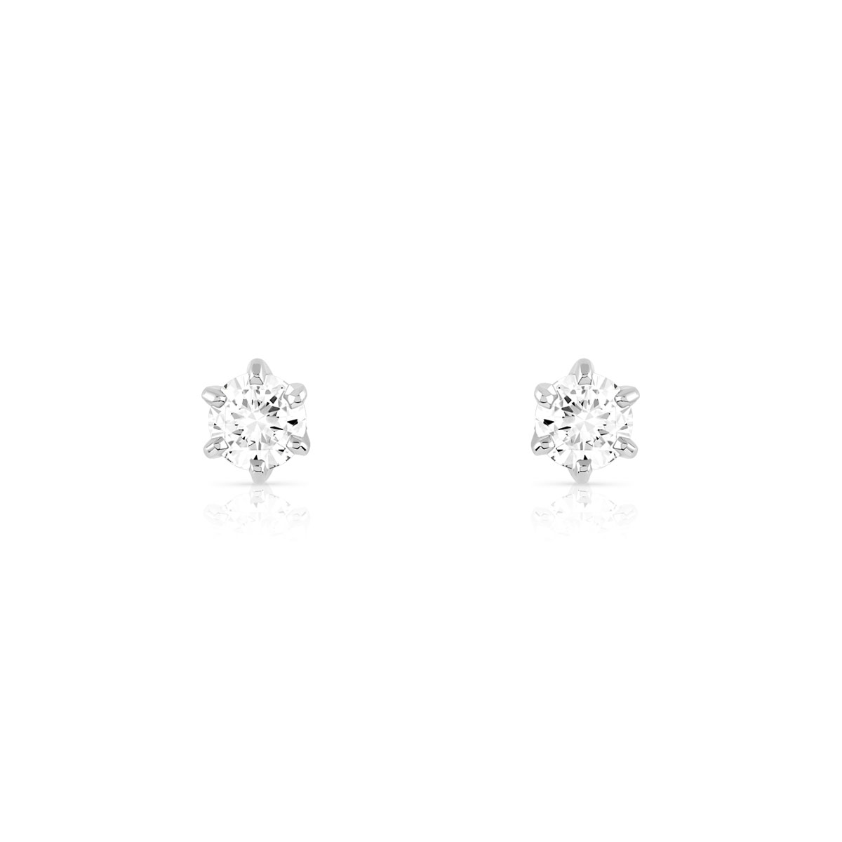 Boucles d'oreilles or 750 blanc diamants synthétiques 0.30 carat - vue D1