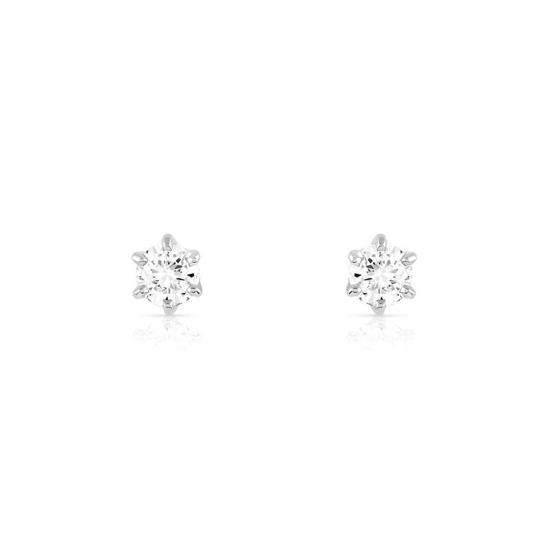 Boucles d'oreilles or 750 blanc diamants synthétiques 0.30 carat - vue D1