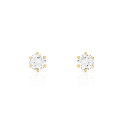 Boucles d'oreilles or 750 jaune diamants synthétiques 0.40 carat