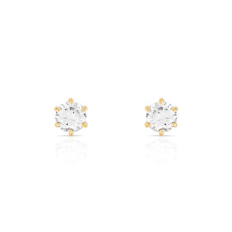 Boucles d'oreilles or 750 jaune diamants synthétiques 0.40 carat - vue 1