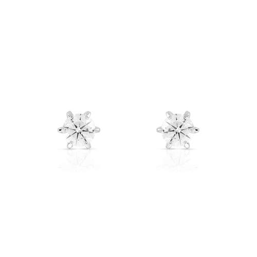 Boucles d'oreilles or 750 blanc diamants synthétiques 0.40 carat