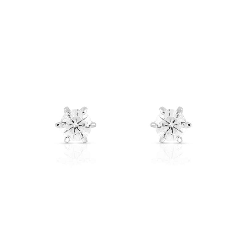 Boucles d'oreilles or 750 blanc diamants synthétiques 0.40 carat - vue 1