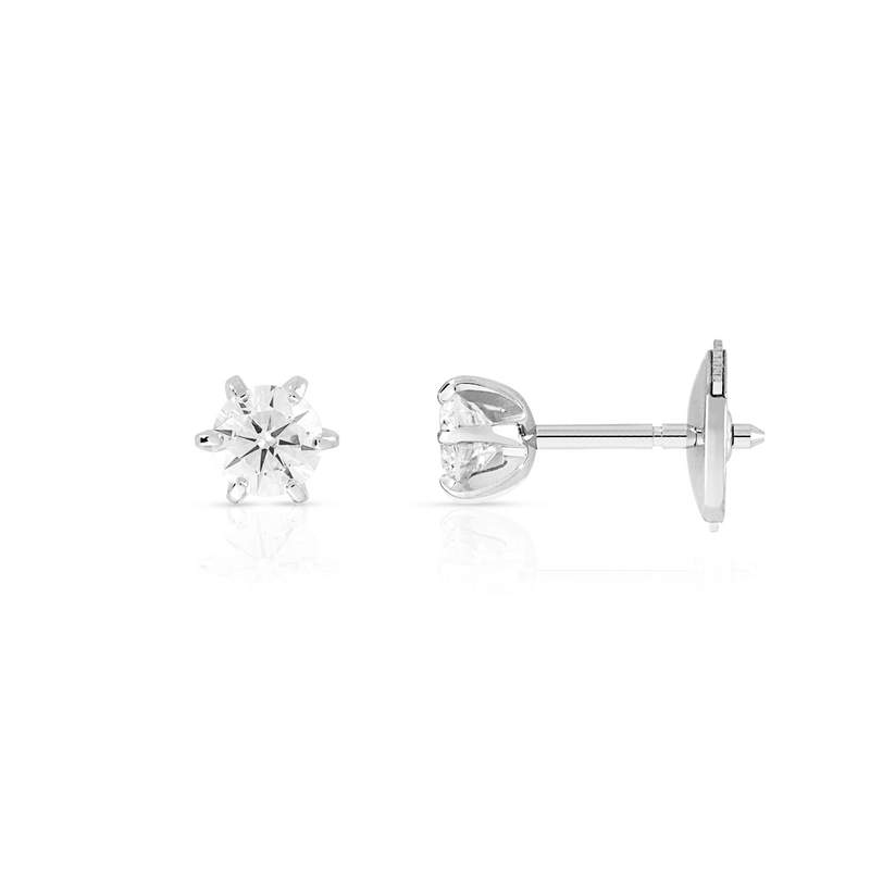 Boucles d'oreilles or 750 blanc diamants synthétiques 0.40 carat - vue D1