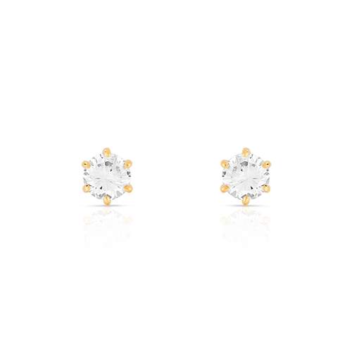 Boucles d'oreilles or 750 jaune diamants synthétiques 0.50 carat