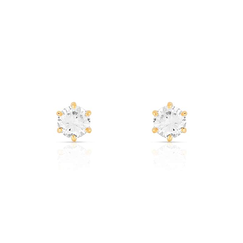 Boucles d'oreilles or 750 jaune diamants synthétiques 0.50 carat - vue 1