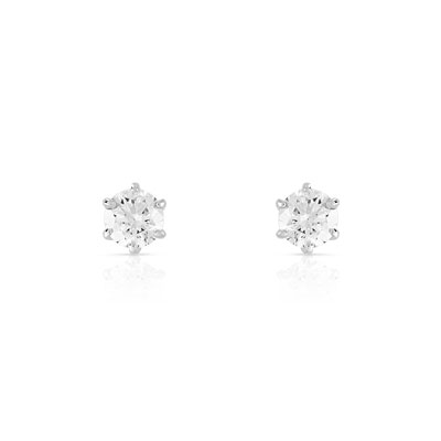 Boucles d'oreilles or 750 blanc diamants synthétiques 0.50 carat - vue 1