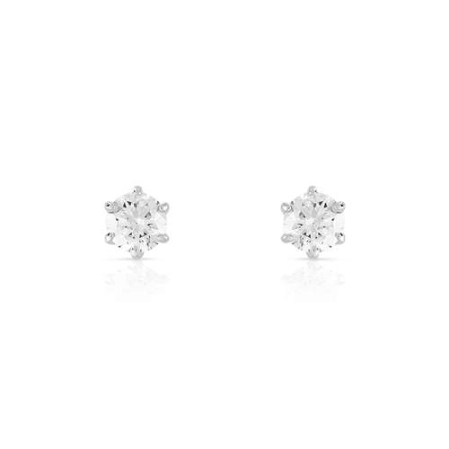 Boucles d'oreilles or 750 blanc diamants synthétiques 0.50 carat