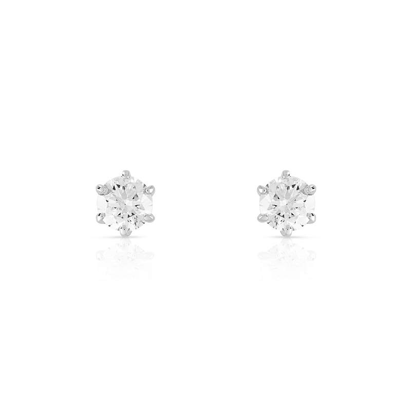 Boucles d'oreilles or 750 blanc diamants synthétiques 0.50 carat - vue 1