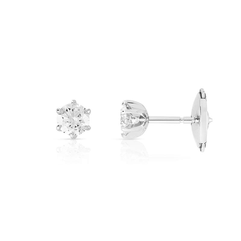 Boucles d'oreilles or 750 blanc diamants synthétiques 0.50 carat - vue D1