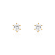 Boucles d'oreilles or 750 jaune diamants synthétiques 0.60 carat