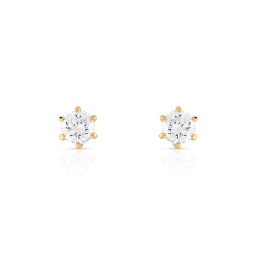 Boucles d'oreilles or 750 jaune diamants synthétiques 0.60 carat