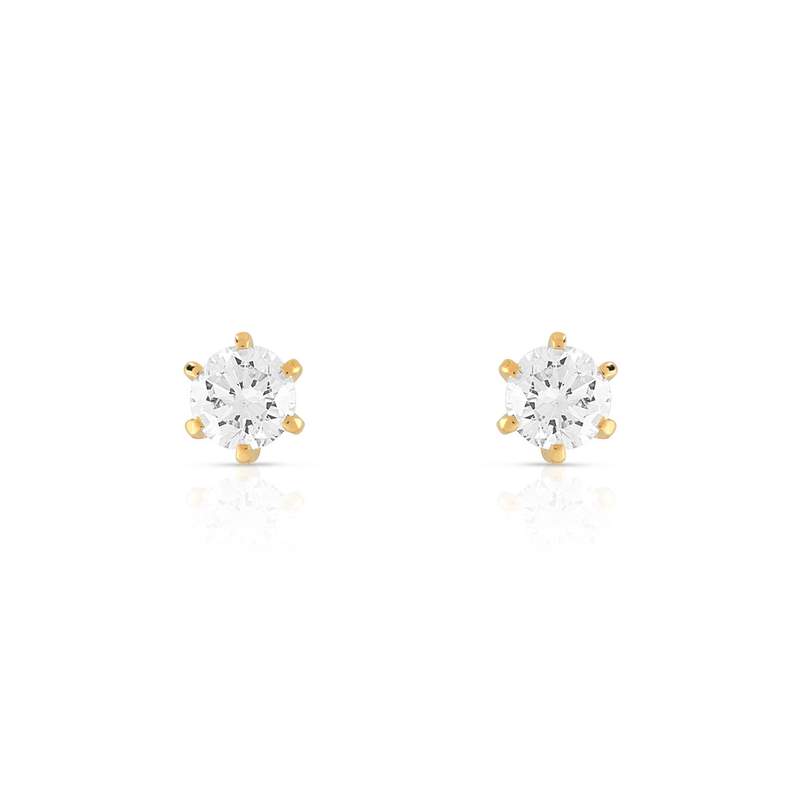 Boucles d'oreilles or 750 jaune diamants synthétiques 0.60 carat - vue 1
