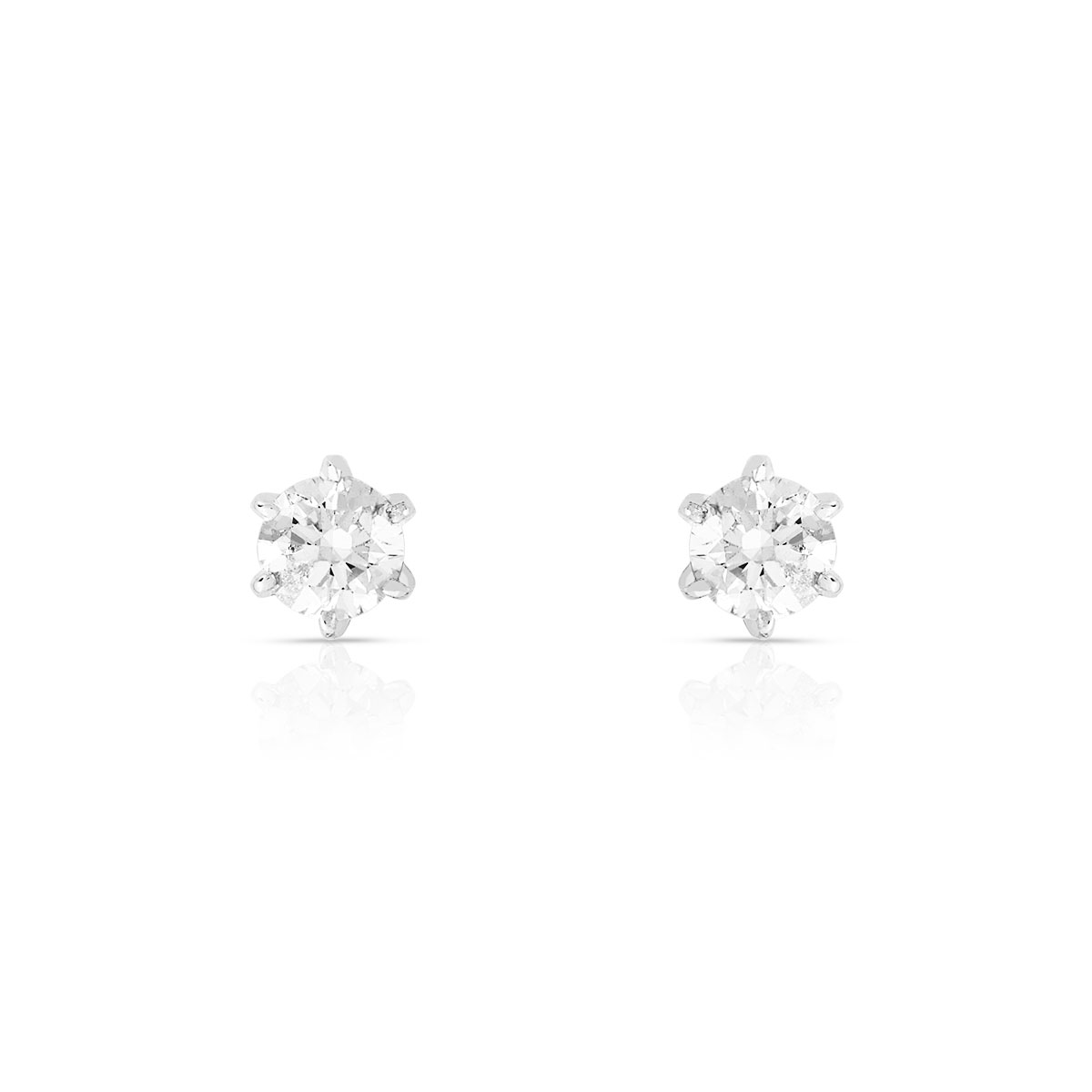 Boucles d'oreilles or 750 blanc diamants synthétiques 0.60 carat